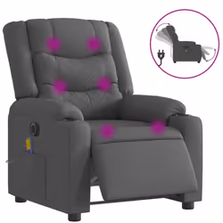 Poltrona Reclinabile Massaggio Elettrica Grigio Scuro Tessutocod mxl 133202 - Vista aggiuntiva 2