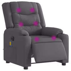 Poltrona Reclinabile Massaggio Elettrica Grigio Scuro Tessutocod mxl 133202 - Vista aggiuntiva 3