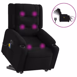 Poltrona Alzapersona Massaggiante Elettrica Nera in Tessutocod mxl 133098 - Vista aggiuntiva 2