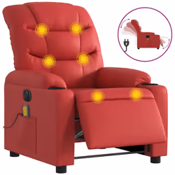 Poltrona Massaggio Elettrica Reclinabile Rosso Similpellecod mxl 109051 - Vista aggiuntiva 2