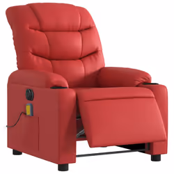 Poltrona Massaggio Elettrica Reclinabile Rosso Similpellecod mxl 109051 - Vista aggiuntiva 3
