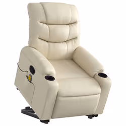 Poltrona Alzapersona Reclinabile Massaggio Crema Similpellecod mxl 108858 - Vista aggiuntiva 3