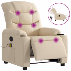 Poltrona Reclinabile Massaggiante Elettrica Crema in Tessutocod mxl 93062 - Vista aggiuntiva 2