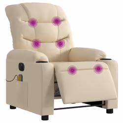 Poltrona Reclinabile Massaggiante Elettrica Crema in Tessutocod mxl 93062 - Vista aggiuntiva 3