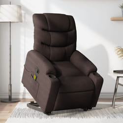 Poltrona Alzapersona Massaggi Reclinabile Marrone Scuro Tessutocod mxl 85016