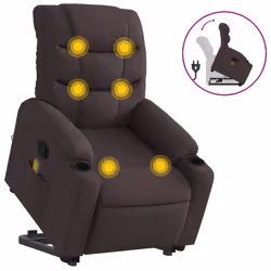 Poltrona Alzapersona Massaggi Reclinabile Marrone Scuro Tessutocod mxl 85016 - Vista aggiuntiva 2