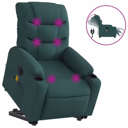 Poltrona Alzapersona Massaggiante Elettrica Verde Scuro Tessutocod mxl 85118 - Vista aggiuntiva 2
