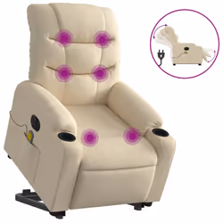 Poltrona Alzapersona Massaggiante Elettrica Crema in Tessutocod mxl 133052 - Vista aggiuntiva 2