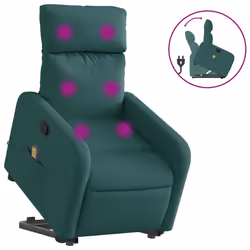 Poltrona Alzapersona Massaggiante Verde Scuro in Tessutocod mxl 109097 - Vista aggiuntiva 2
