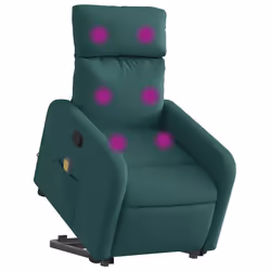 Poltrona Alzapersona Massaggiante Verde Scuro in Tessutocod mxl 109097 - Vista aggiuntiva 3