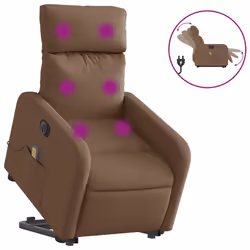 Poltrona Alzapersona Massaggiante Elettrica Marrone Tessutocod mxl 133069 - Vista aggiuntiva 2