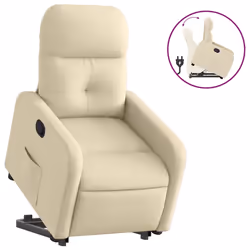 vidaXL Poltrona Alzapersona Reclinabile Crema in Tessuto - Vista aggiuntiva 2