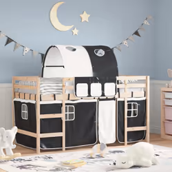 VidaXL 3206991 lettino per bambini Nero, Bianco Poliestere