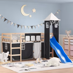 VidaXL 3207063 lettino per bambini Nero, Bianco Poliestere