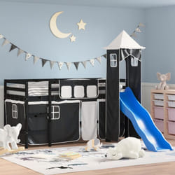 Letto a Soppalco con Torre Bambini Bianco e Nero 80x200cm Pino Vidaxl 99819