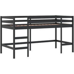 Letto Soppalco con Scala Bambini Nero 90x190 cm Massello Pino Vidaxl