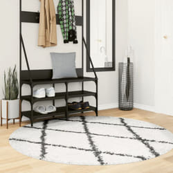 vidaXL Tappeto Shaggy PAMPLONA a Pelo Lungo Crema e Nero Ø 160 cm