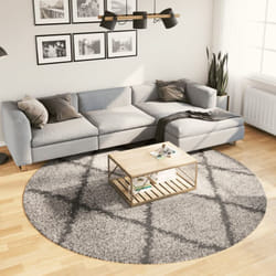 Tappeto Shaggy pamplona a Pelo Lungo Beige e Antracite ø 240 cm Vidaxl 43082