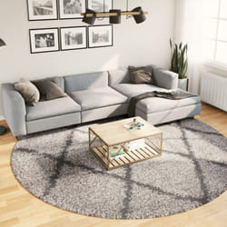 Tappeto Shaggy pamplona a Pelo Lungo Beige e Antracite ø 280 cm Vidaxl 80918