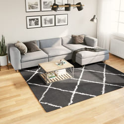 Vidaxl - Tappeto Shaggy a Pelo Lungo Moderno Nero e Crema 240x240 cm 22559