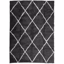 Tappeto Shaggy a Pelo Lungo Moderno Nero e Crema 240x340 cmcod mxl 87947 - Vista aggiuntiva 2