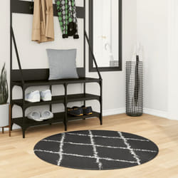 Tappeto Shaggy PAMPLONA a Pelo Lungo Nero e Crema Ø 100 cm vidaXL69923