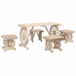 Set da Pranzo da Giardino 5 pz in Legno Massello di Abetecod mxl 116511 - Vista aggiuntiva 2