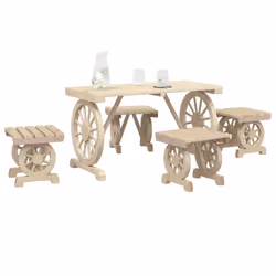 Set da Pranzo da Giardino 5 pz in Legno Massello di Abetecod mxl 116511 - Vista aggiuntiva 3