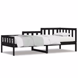 VidaXL 840369, Divano letto, Nero, Legno di pino, 2035 mm, 880 mm, 685 mm