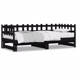 Dormeuse Estraibile Nera 2x(80x200) cm Legno Massello di Pinocod mxl 134259 - Vista aggiuntiva 2