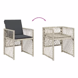 VidaXL Sedie da Giardino con Cuscini 4 pz Grigio Chiaro in Polyrattan - Vista aggiuntiva 7