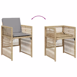 VidaXL 364972 sedia da esterno Terrazzo Seduta imbottita Rattan sintetico, Acciaio Grigio - Vista aggiuntiva 8