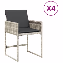 Sedie da Giardino con Cuscini 4 pz Grigio Chiaro in Polyrattancod mxl 134735 - Vista aggiuntiva 2