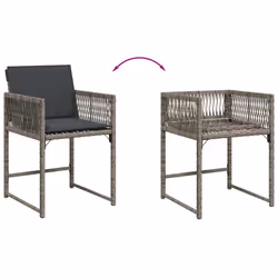 VidaXL 365019 sedia da esterno Terrazzo Seduta imbottita Rattan sintetico, Acciaio Grigio - Vista aggiuntiva 8