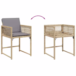 VidaXL 365023 sedia da esterno Terrazzo Seduta imbottita Rattan sintetico, Acciaio Grigio - Vista aggiuntiva 8