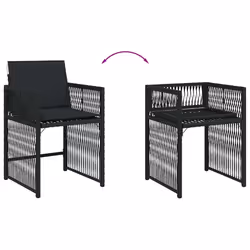 VidaXL 365035 sedia da esterno Terrazzo Seduta imbottita Rattan sintetico, Acciaio Nero - Vista aggiuntiva 8
