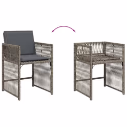 VidaXL 365036 sedia da esterno Terrazzo Seduta imbottita Rattan sintetico, Acciaio Grigio - Vista aggiuntiva 8