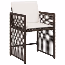 VidaXL 365037 sedia da esterno Terrazzo Seduta imbottita Rattan sintetico, Acciaio Crema, Bianco - Vista aggiuntiva 4