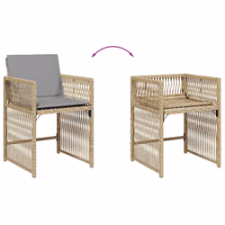 VidaXL 365040 sedia da esterno Terrazzo Seduta imbottita Rattan sintetico, Acciaio Grigio - Vista aggiuntiva 8