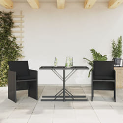Set da Bistrò 3 pz con Cuscini Nero in Polyrattan Vidaxl 26847