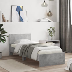 vidaXL Giroletto Testiera Grigio Cemento 90x200 cm Legno Multistrato