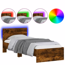 vidaXL Giroletto con Testiera e LED Rovere Fumo 90x190 cm - Vista aggiuntiva 2