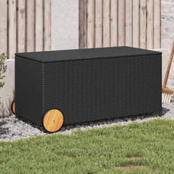 Vidaxl - Contenitore da Giardino con Ruote Nero 190L in Polyrattan