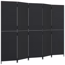 Divisorio per Ambienti a 5 Pannelli Nero in Polyrattancod mxl 133779 - Vista aggiuntiva 2