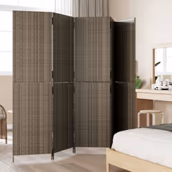 Divisorio per Ambienti a 5 Pannelli Grigio in Polyrattancod mxl 109799 - Vista aggiuntiva 3