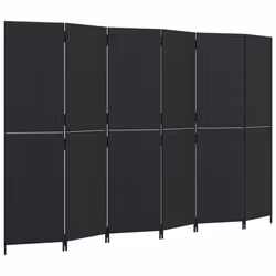 Divisorio per Ambienti a 6 Pannelli Nero in Polyrattancod mxl 109798 - Vista aggiuntiva 2
