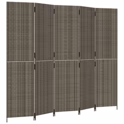Divisorio per Ambienti a 5 Pannelli Grigio in Polyrattancod mxl 85832 - Vista aggiuntiva 2