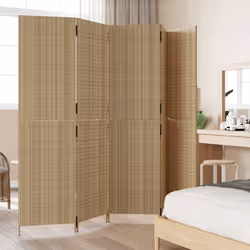 Divisorio per Ambienti a 5 Pannelli Beige in Polyrattancod mxl 109801 - Vista aggiuntiva 3