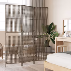 Divisorio per Ambienti a 3 Pannelli Grigio in Polyrattancod mxl 133784 - Vista aggiuntiva 3