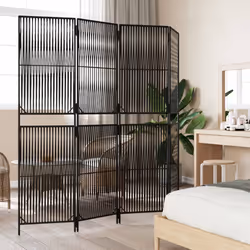 Divisorio per Ambienti a 4 Pannelli Nero in Polyrattancod mxl 133783 - Vista aggiuntiva 3